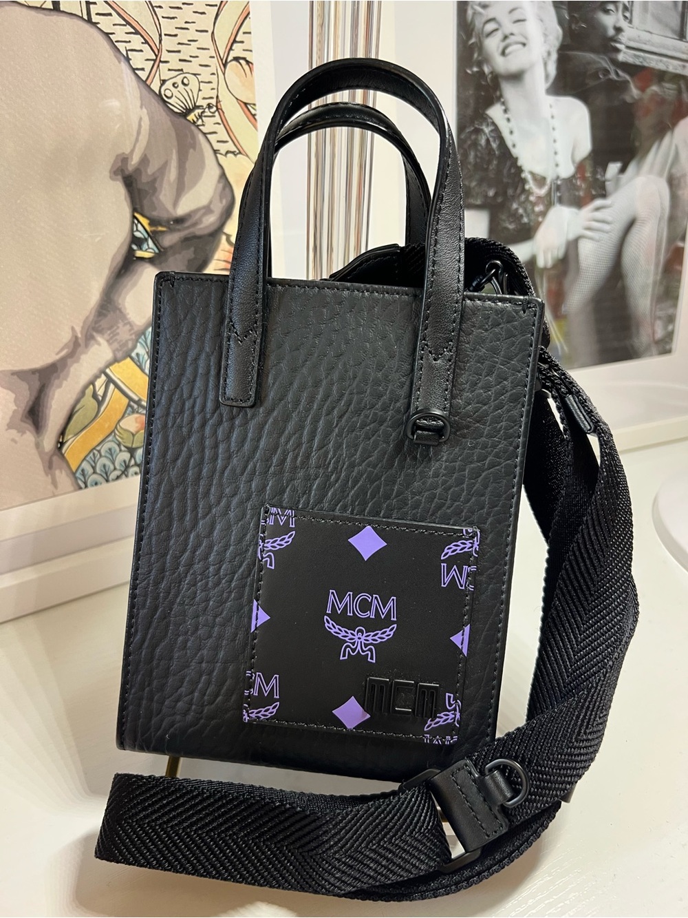 MCM Black Leather Mini Tote Crossbody